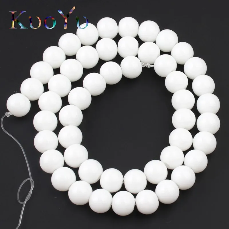 Natural Stone White Tridacna Beads Round Loose Beads For Jewelry Making 15\