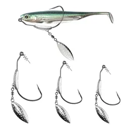 3pcs Fishing Spinner Hook Saltwater Weighted Swimbait Spinner Blades Lure Jig Head Worm Rig Wide Crank Texas Rig Florida Rig