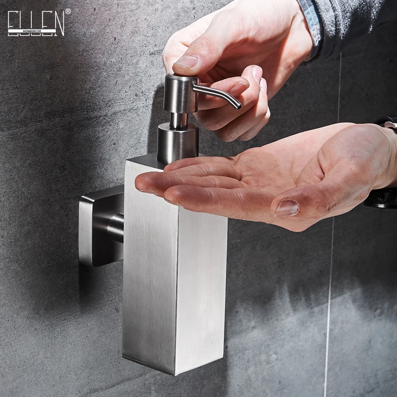 

ELLEN Bathroom Soap Dispenser Wall Mounted Stainless Steel Square Liquid Dispenser Standing Kitchen Dispenser ELM328N