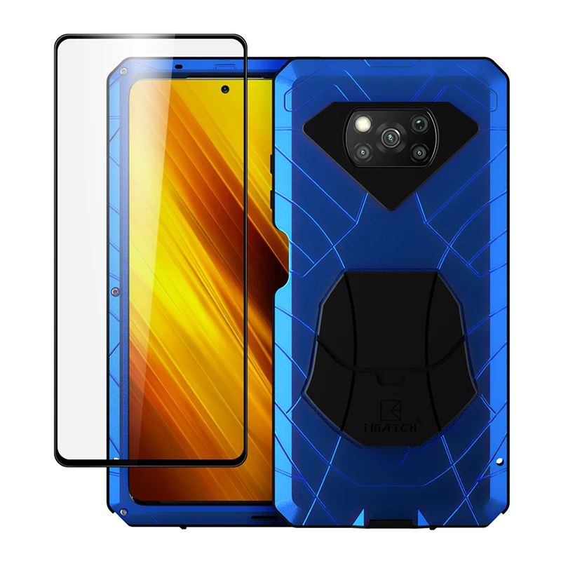 Case For Xiaomi POCO X3 Pro NFC F2 Pro Tempered Glass Heavy Duty Protection Armor Shockproof Hard Aluminum Metal Cases