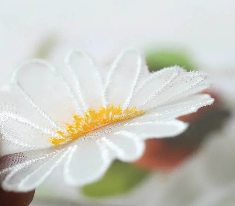 Embroidered Organza Patch for Clothing, Daisy Flower Embroidery, DIY Accessories, 6 PCS/Lot
