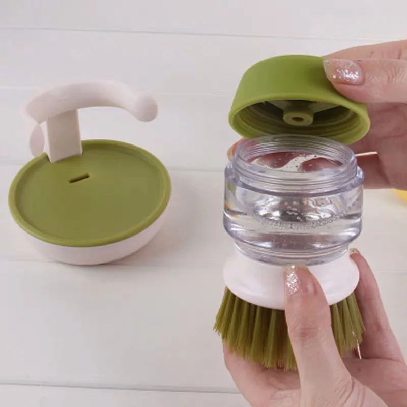 Kitchen Cleaning Brush With Detergent Storage Box Household Tableware Dishes Pan Degreasing and Descaling Cleaning Brush