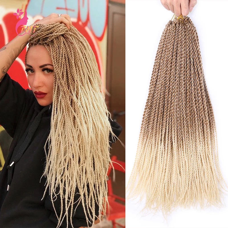 30 Rễ 14 "18" 22 "Ombre Tổng Hợp Bện Làm Tóc Nhỏ Móc Dây Bện Người Senegal Xoắn Dùng Cho Đen phụ Nữ