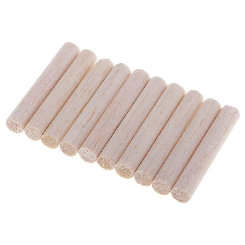 10 Pieces D8mm Round Blank Unfinished Balsa Wood Wooden Dowel Rod Pole for Woodcraft Hobbies DIY Craft Airplane Model Building