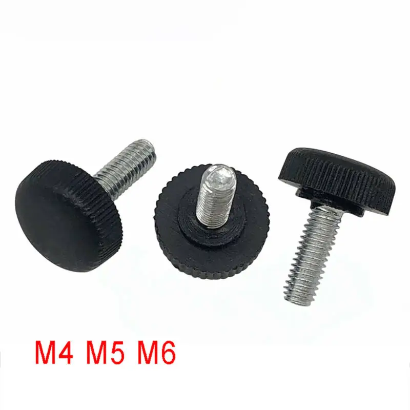 

M4 M5 M6 Black Plastic 14# 16# Round Head Knurled Thumb Screws Hand Grip Knob Bolts