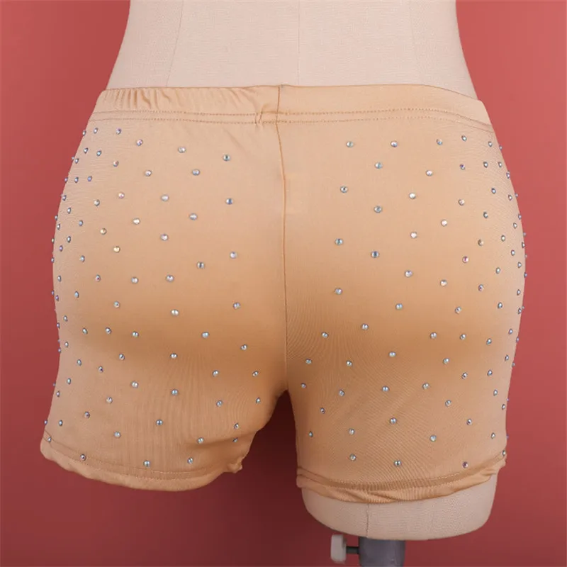 Pantalones cortos con diamantes de imitación para mujer, ropa interior Sexy para danza del vientre, bragas de seguridad para Club nocturno, fiesta de noche