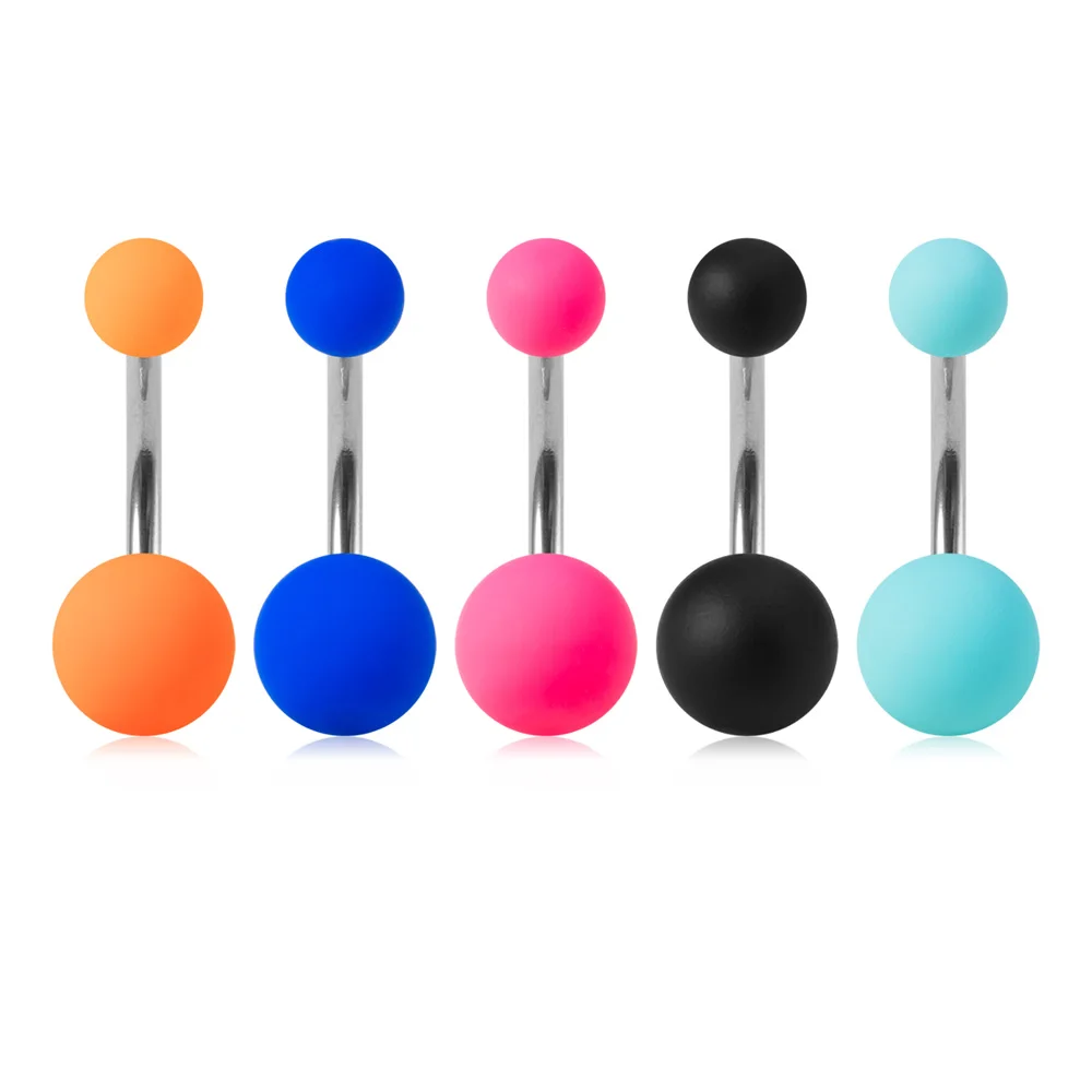 5pcs Candy Colour Acrylic Belly Button Rings, Body Piercing