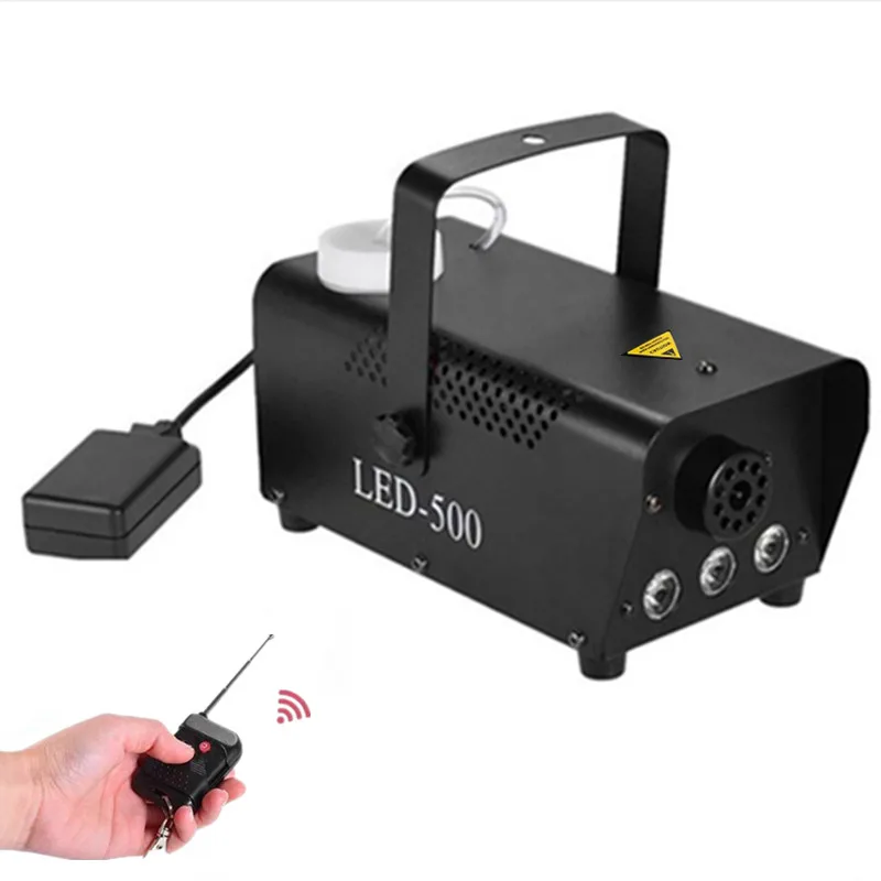 Mini Fog Machine com luzes LED RGB, DJ LED Smoke Machine, Sem fio e com fio, Controle remoto para festas e efeitos de palco