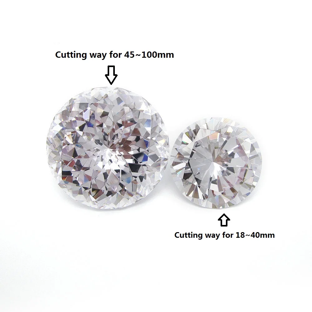 18~65mm Round Brilliant Cut White Cubic Zirconia Stone 1pc per lot 5A Quality White CZ Synthetic Gems Stones For Jewelry