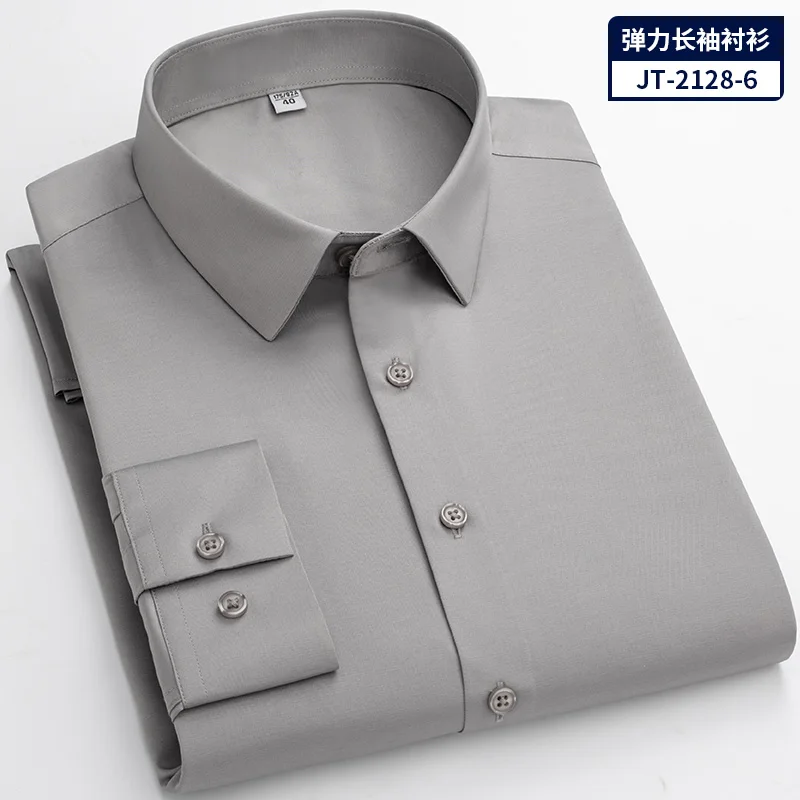 

2021 New Men Shirt Long Sleeve Luxury Plus Size 5XL 6XL Skin-Friendly 4D Cutting Business Wedding Casual Cloth Solid DA477