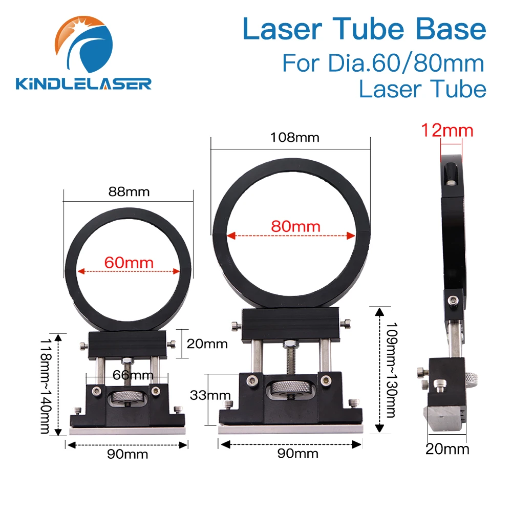 Diametro 60/80mm del supporto del supporto del tubo del Laser di Co2 del metallo di KINDLELASER per la tagliatrice dell'incisione Laser