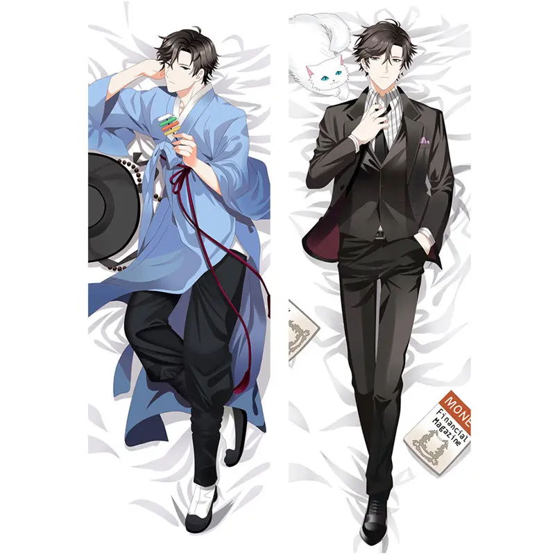 Anime Game Mystic Messenger 707 Jumin Zen pillow Covers Cool boys 3D Two-Side Bedding Hugging Body Dakimakura case For Girl Gift image 2