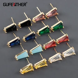 GUFEATHER M1125,jewelry accessories,18k gold plated,copper,zircons,pass REACH,nickel free,diy earrings,jewelry making,10pcs/lot
