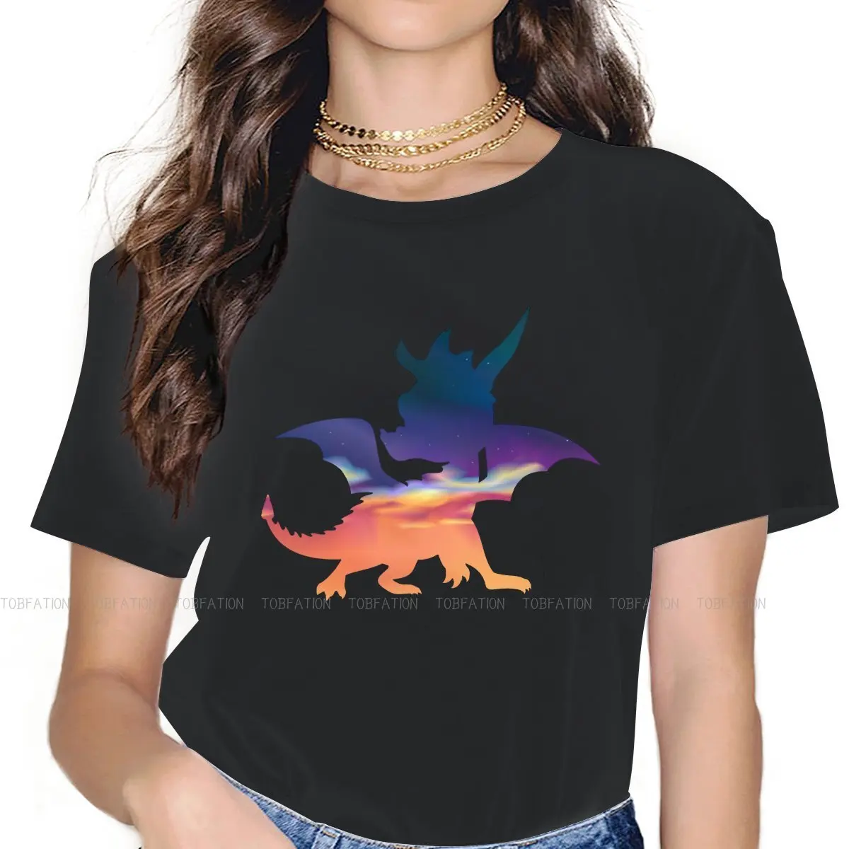 Haunted Towers Skybox Women Tshirts Spyro the Dragon Game Gothic Vintage Female Clothing Loose Cotton Graphic Short Sleeve