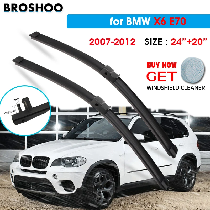 

Car Wiper Blade For BMW X6 E70 24"+20" 2007-2012 Auto Windscreen Windshield Wipers Blades Window Wash Fit Side Pin Arms