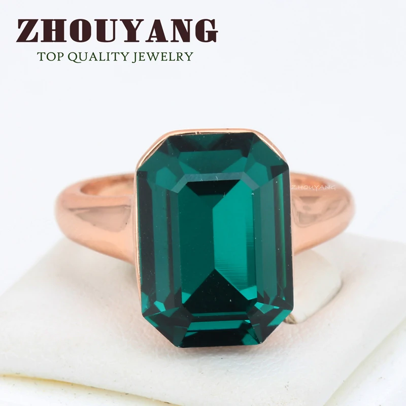 Top Quality Big Crystal Elegant Rose Gold Color Ring Crystals From Austria Full Sizes ZYR276 ZYR318