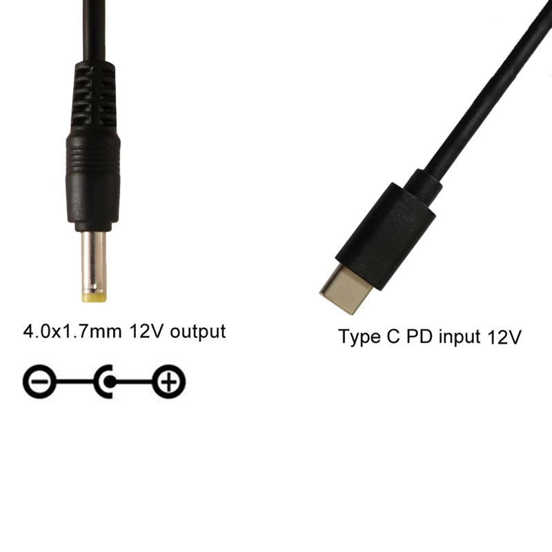 Type-C/USB-C PD to 12V 4.0x1.7mm /3.5x1.35mm / 5.5x2.5mm Converter Cord for CCTV Camera Router Multipurpose Type-C Power Cord