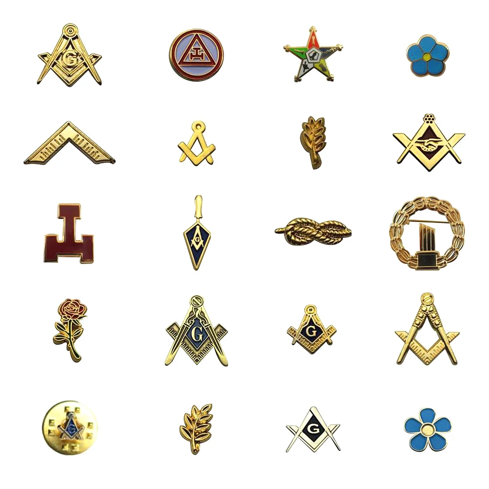 Wielo masońskie przypinki na klapę Bezpłatne i akceptowane Mason Blue Lodge Kompas i kwadratowa broszka Prezenty Odznaki z motylkowym sprzęgłem