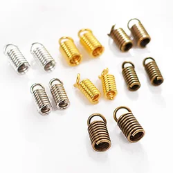 Gold/Silver/Bronze Color Metal Spring Clamp Crimp Beads Leather Cord Ends Caps Connectors for Jewelry Bracelet Making Supplies