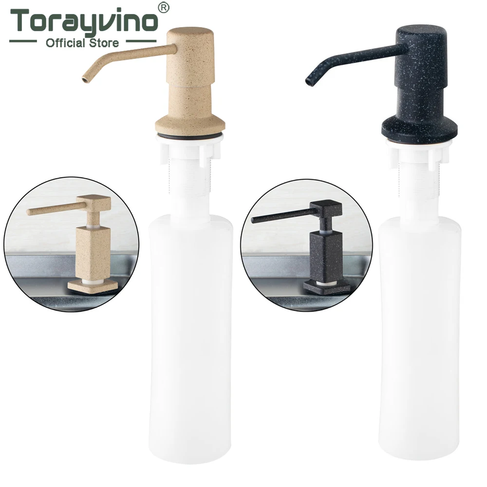 Torayvino Kitchen Sink Soap Dispenser Detergent Liquid Soap Lotion Diapensers Deck Mounted Stainless Steel Head & ABS Dispenser