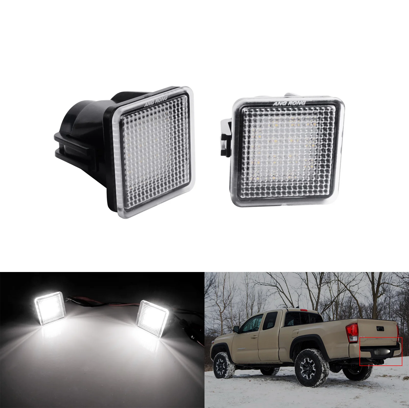 

ANGRONG 1 Pair White LED License Plate Light For Toyota Tundra 2014-2019 Tacoma 2016-19