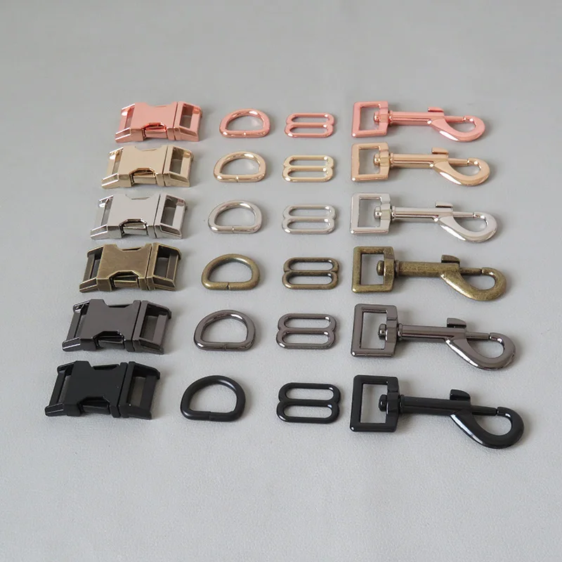 1 Set High Quality Metal Buckles D Ring Sider Tri-Glides Belt Buckle Snap Clip Hook For Pet Dog Collar Lobster Clasp Accessory