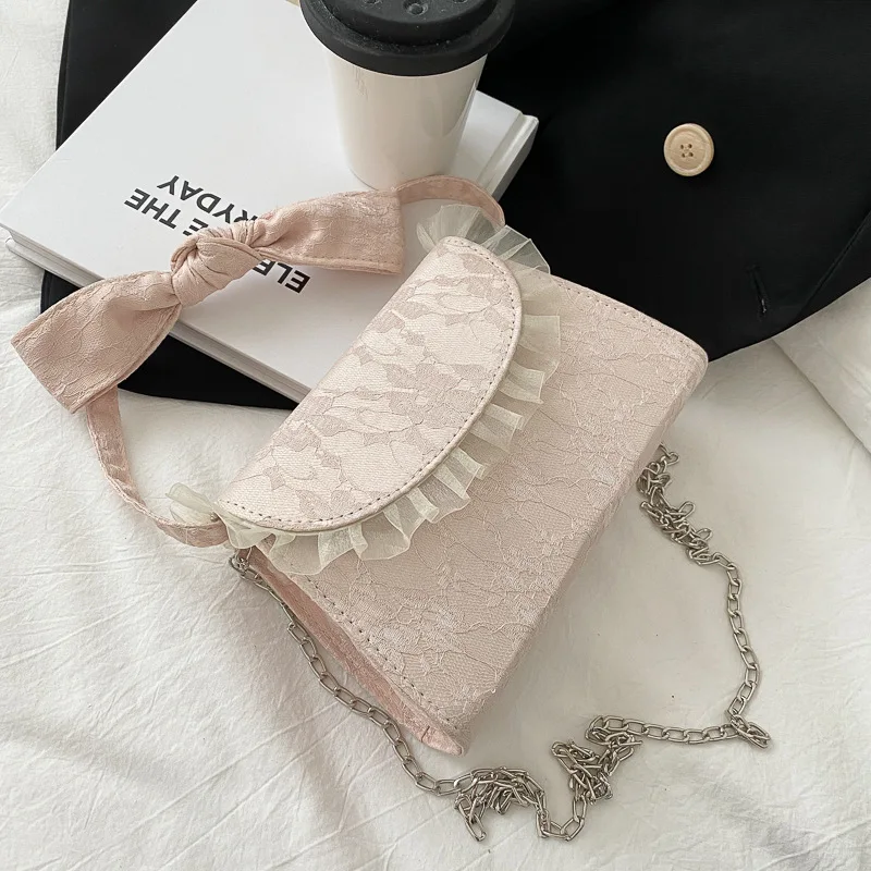 Girls bag PU Flap Bow Lace Korean ladylike Shoulder Bags Pures And Bags Crossbody Princess Bag Gift