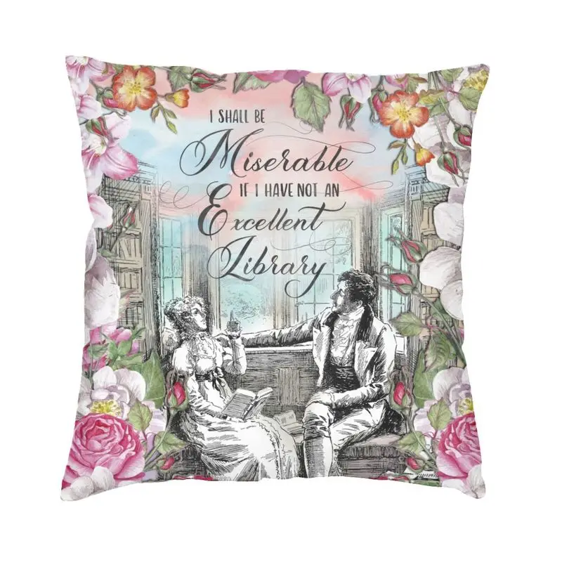 Jane Austen Pride And Prejudice Cushion Cover Soft Velvet Luxury Pillow Case Living Room Decoration Office Outdoor Cushion