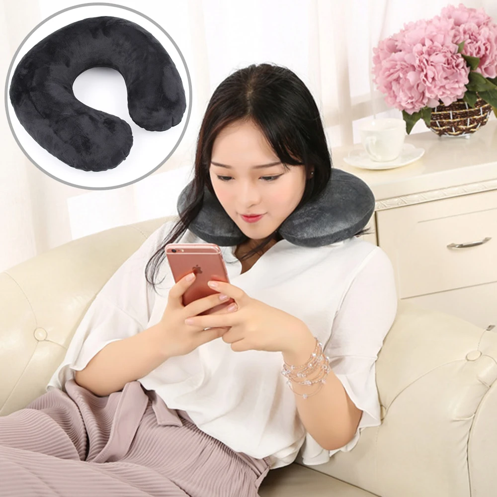 U Shaped Travel Pillow Car Air Flight Inflatable Pillows Neck Support Headrest Cushion Soft Nursing Cushion Travel Accessories