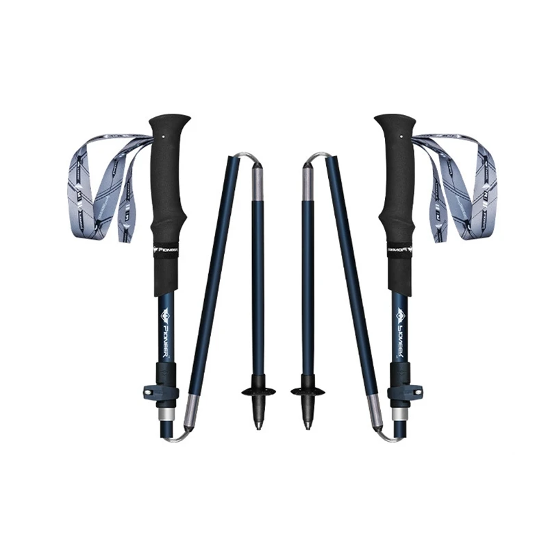 Pioneer 2 Pcs Carbon And Aluminum Alloy Walking Sticks With Quick Lock  5 Sections Ultralight Portable For Trail Running Outdoor image 2