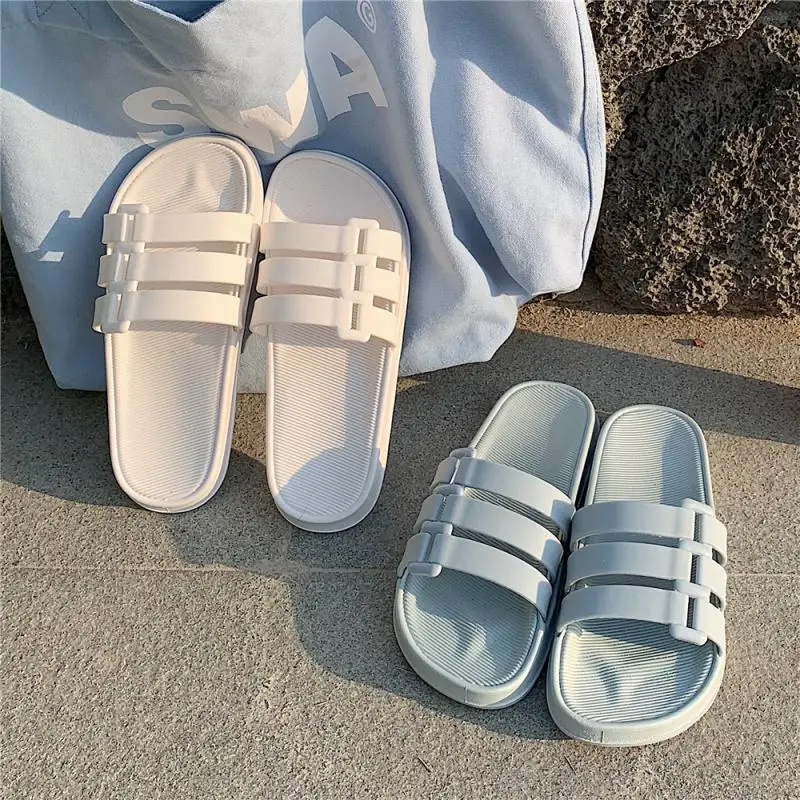 Female Summer New Trendy Fashion Sandals and Slippers Simple Solid Color Students Wear Soft Bottom Seaside Vacation Beach