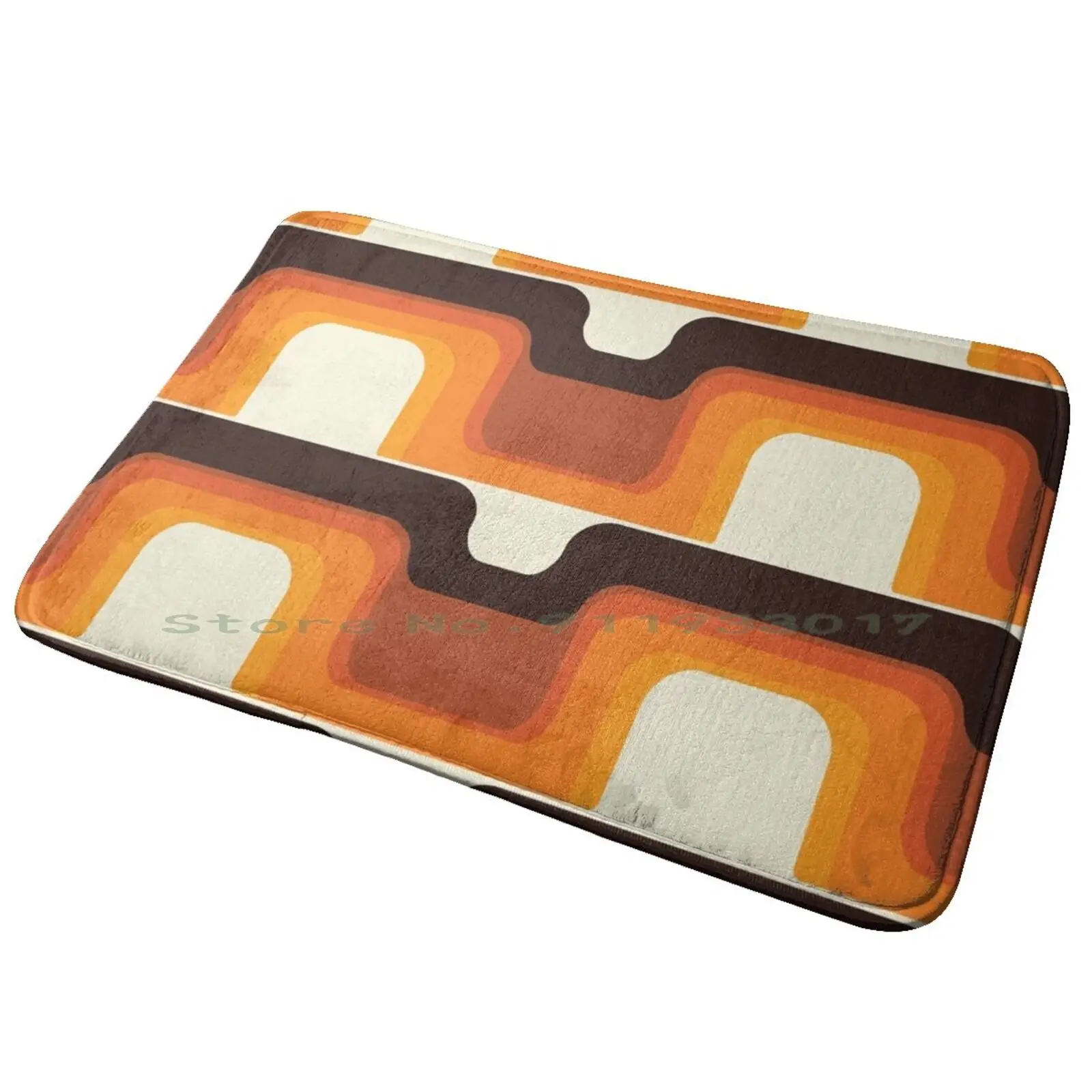 Mid-Century Modern Meets 1970s Orange Entrance Door Mat Bath Mat Rug Mid Century Modern Retro Hippie 1970s 1960s Anti-Slip