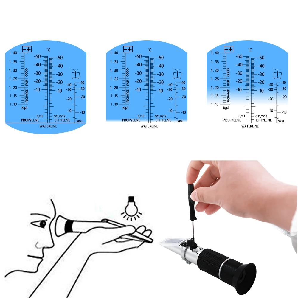 Cầm Tay Ô Tô Chống Đông Khúc Xạ Động Cơ Chất Lưu Glycol Điểm Pin Xe Đóng Băng ATC Máy Công Cụ Với Hộp 49%