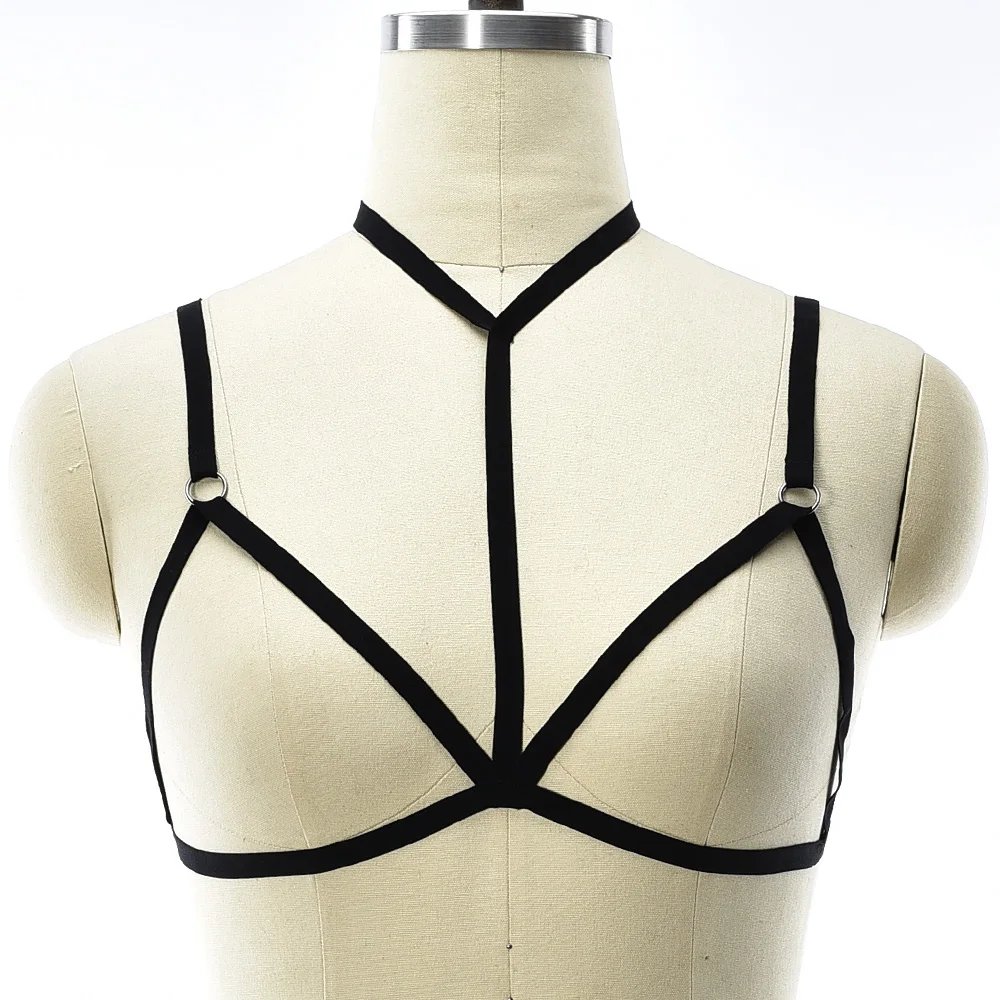 JLX.HARNESS Woman Soft Bra Sexy Lingerie Body Harness Bondage Cage Carnival Rave Body Harness Belt Crop Top Bra