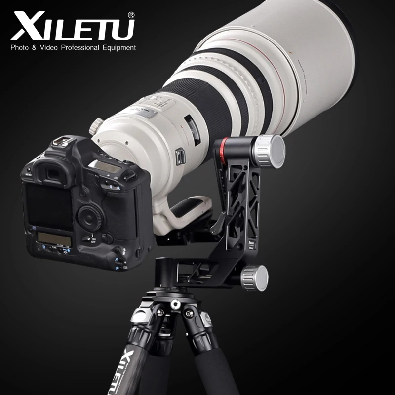 XILETU XGH-3 360 Degree Panoramic Gimbal Tripod Head 1/4 3/8 Inch Screw with Quick Release Plate for DSLR Camera Telephoto Lens