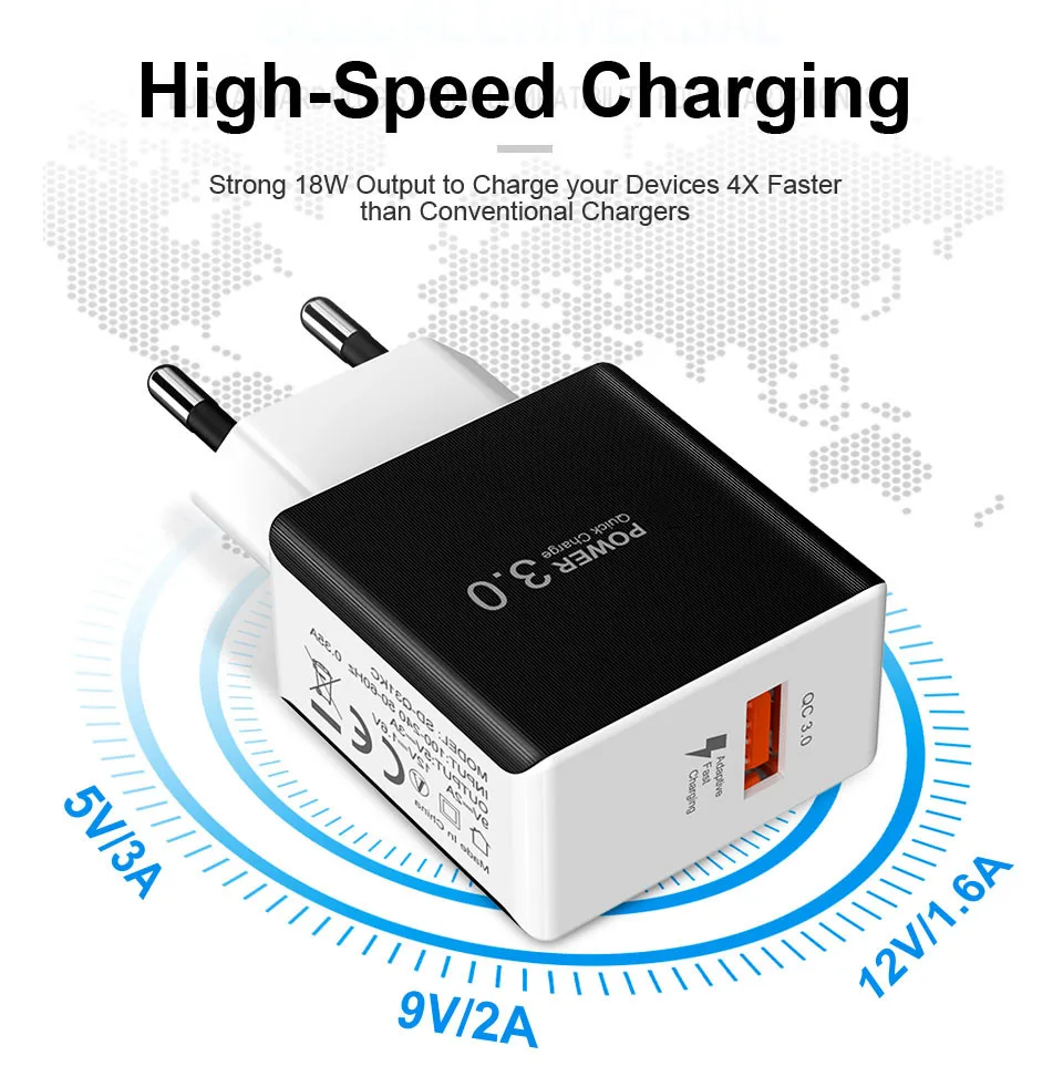 5V 3A USB Charger Quick Charge 3.0 4.0 Universal Fast Charging Power Adapter For iphone 11 Samsung  Xiaomi tablet fast charger - náhled 5