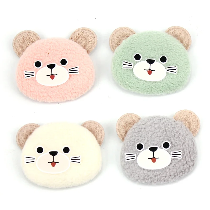 24Pcs 4cm Cartoon Plush Bear Padded Appliques For Headwear Hairpin Handmade Crafts Decor Accessories Bags Clothing Patches