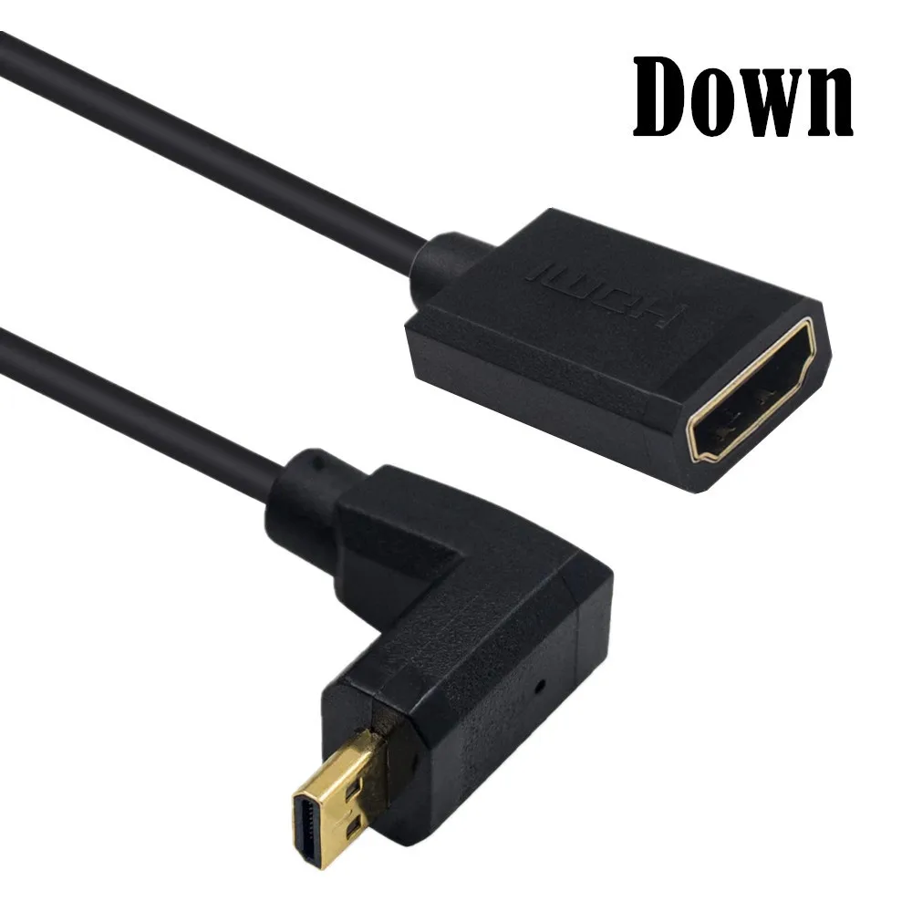 OD3.2mm Superfine HDMI-compatible Cable 4K 60Hz Micro HDTV Male 90° Elbow Up Down Left And Right To HDTV Female Cable 0.15m