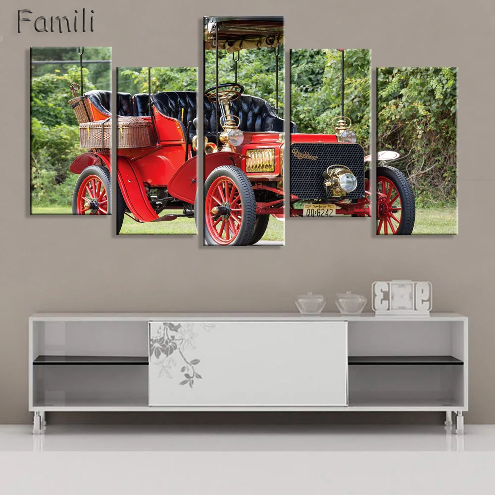 

Canvas HD Printed Painting Wall Art Frame Pictures 5 Panel Vintage Classical Retro Car Supercar Poster Home Decor PENGDA