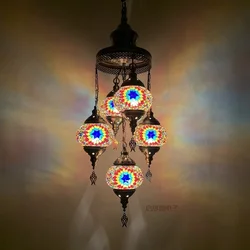 5 Heads Turkey Ethnic Customs Handmade Mosaic Lamp Romantic Hotel Cafe Restaurant Bar Pendant Light Living-room Balcony Stairs
