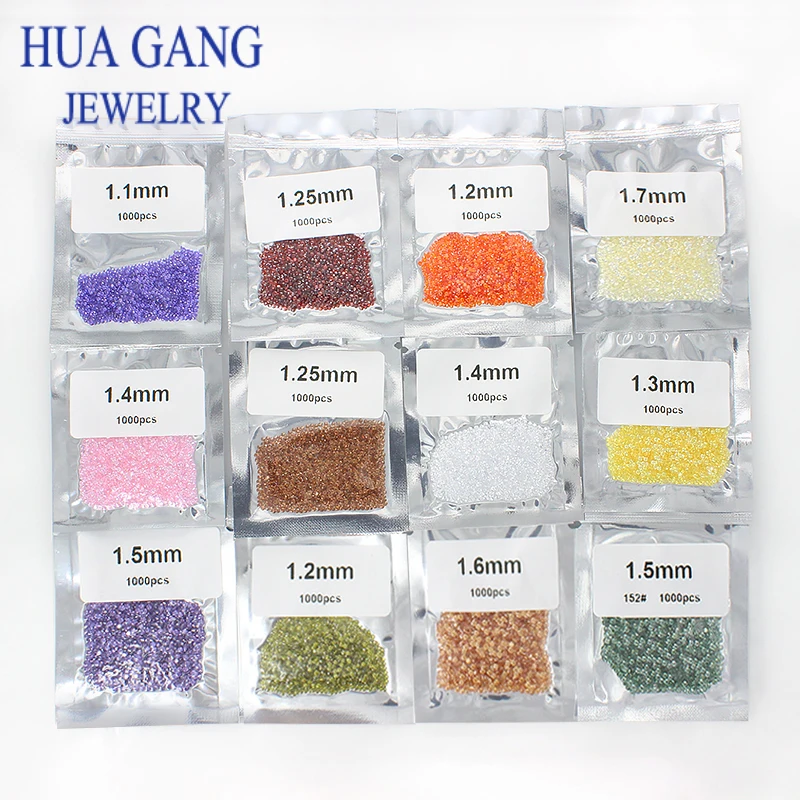 5A Quality 0.8~3.0mm 1000pcs/lot CZ Stones White Golden Yellow Olive Pink Black Amethyst Garnet Various Color Gems For Jewelry