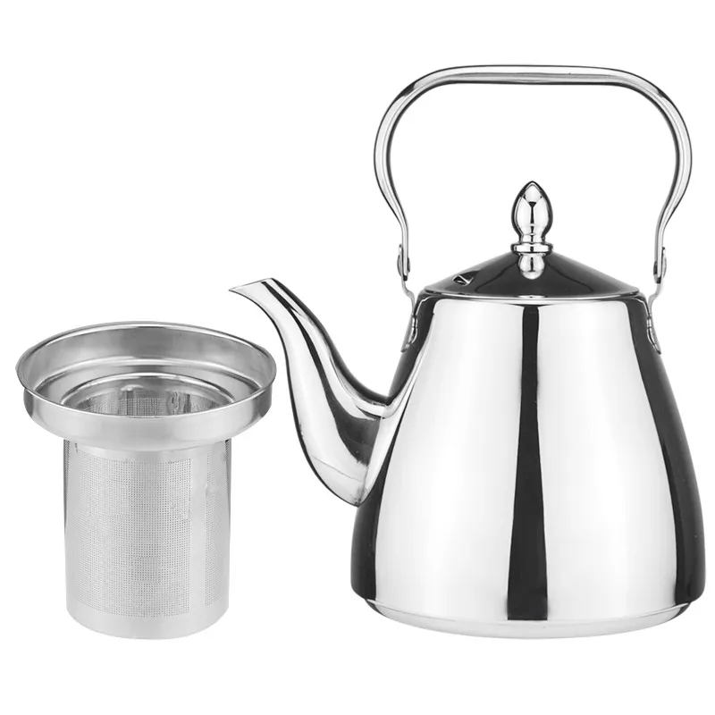 Sanqia High Quality Simple Style Stainless Steel Lift Pot Metal Teapot with Filter Tea Kettle with Strainer Infuser