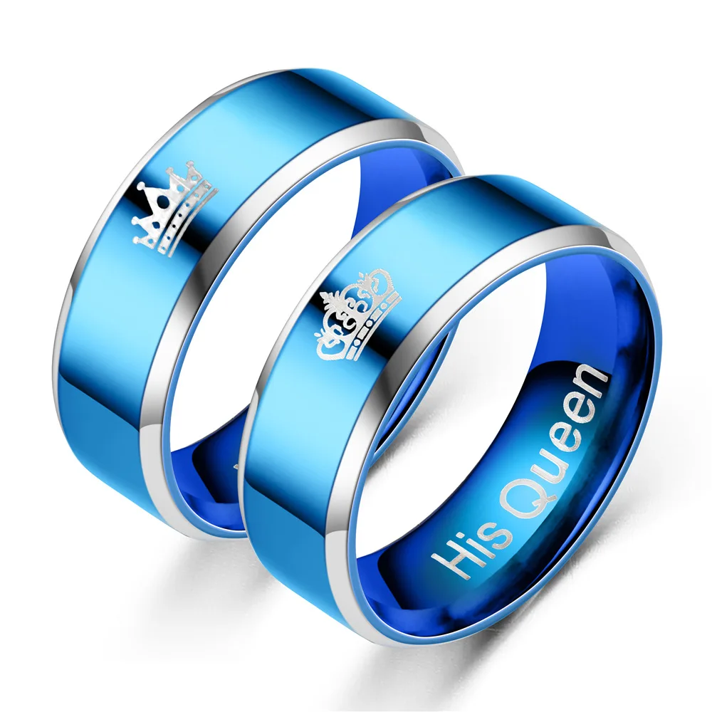 BAECYT Stainless Steel Blue Color Rings Lette 