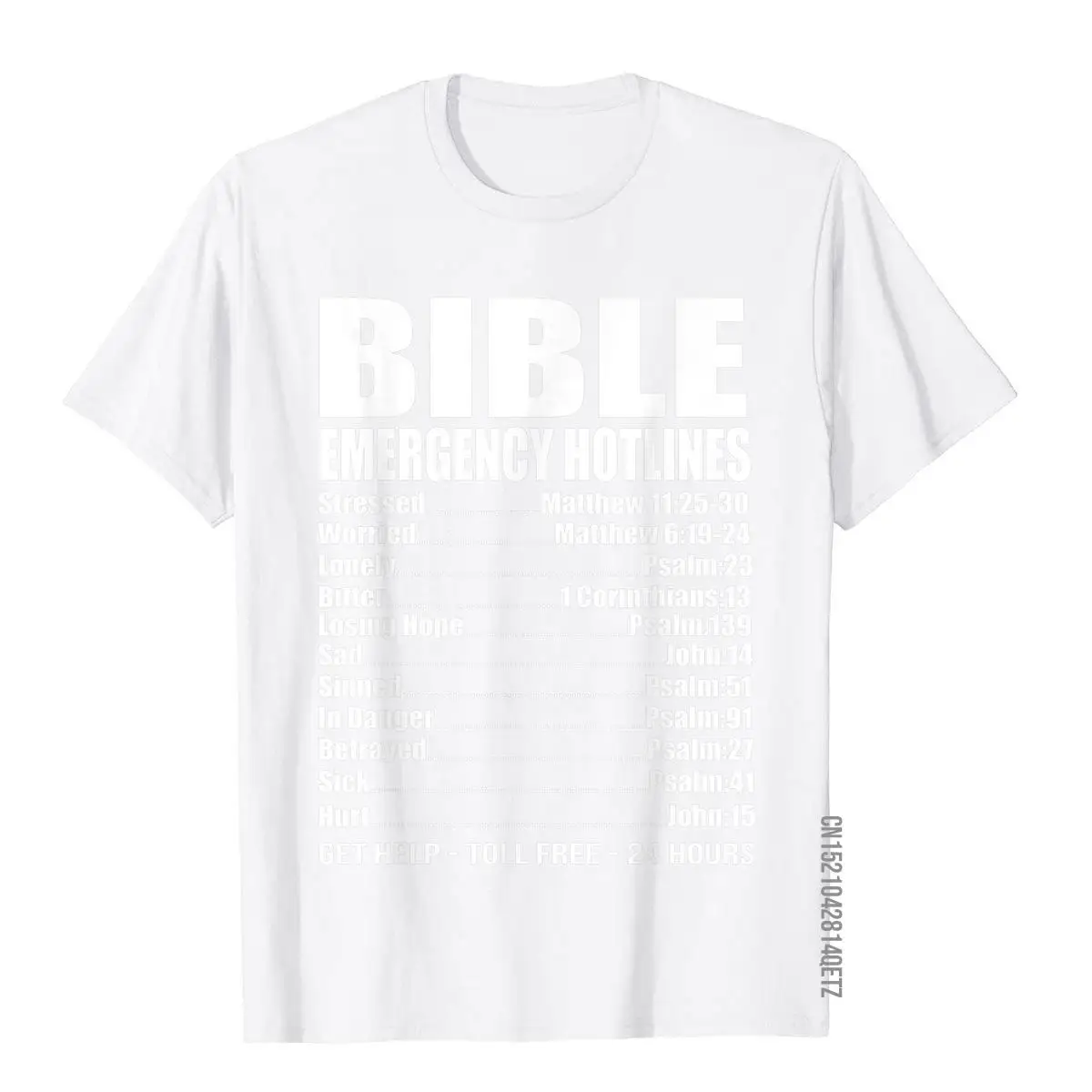 Bible Emergency Numbers Funny Hotline Christian T Shirt Gift 3D Style T Shirt Funny Tops Shirt Cotton Men England Style