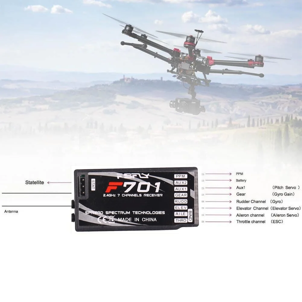 F701 RC Receiver PPM 2.4GHz 7CH DSMX DSM2 Spread Better Than Spektrum AR7000 For DX7 DX8 JR Transmitter for Helicopter