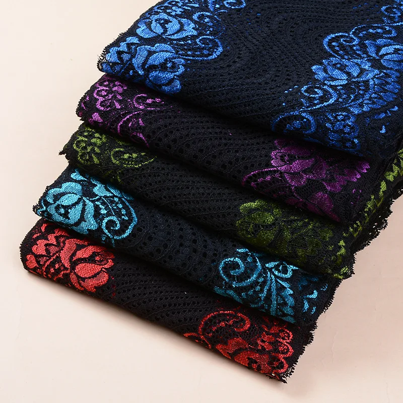 Wholesale Lot 1 Yard 18cm Wide 12 Colors Delicate Elastic/Spandex Flower Floral lace trim DIY/sewing/Wedding Lace 768