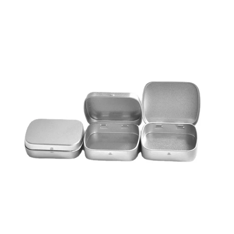 

12 Pieces Rectangular Small Tin Boxes Seal Silver Candy/Coin Tin Boxes Small Gift Package Box 58x45x15mm Clamshell Type