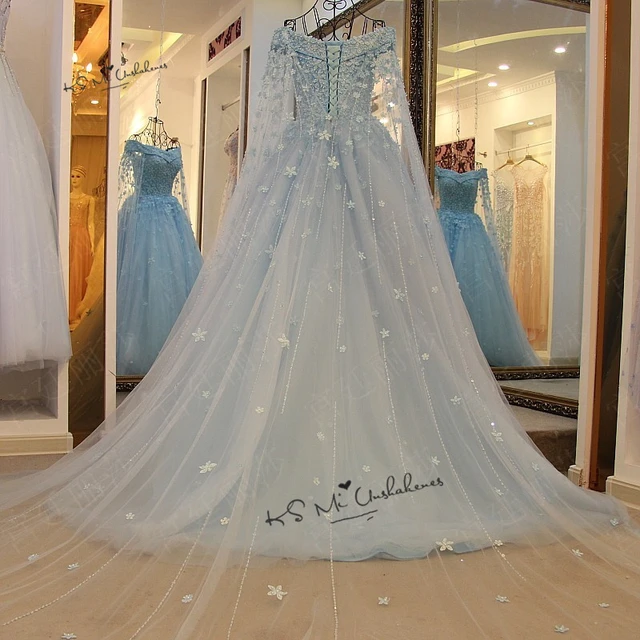 Light Blue Wedding Dress Plus Size Plus Size Wedding Dress Cape Vintage Wedding Aliexpress