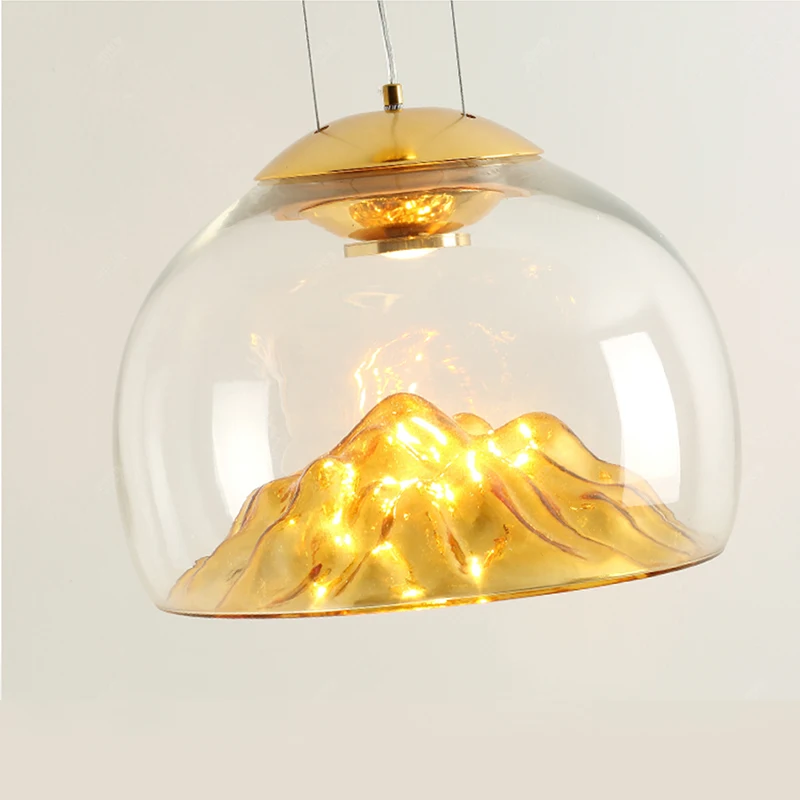 Nordic gold pendant light Axolight Mountain View Glass Pendant Light coffee bar suspension lustre clothing designer chandelier