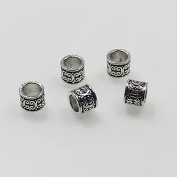 10/30pcs Antique Color Tube Big Hole Loose Beads Handmade Braid Beards/Hair Metal Space Beads DIY European Jewelry Findings